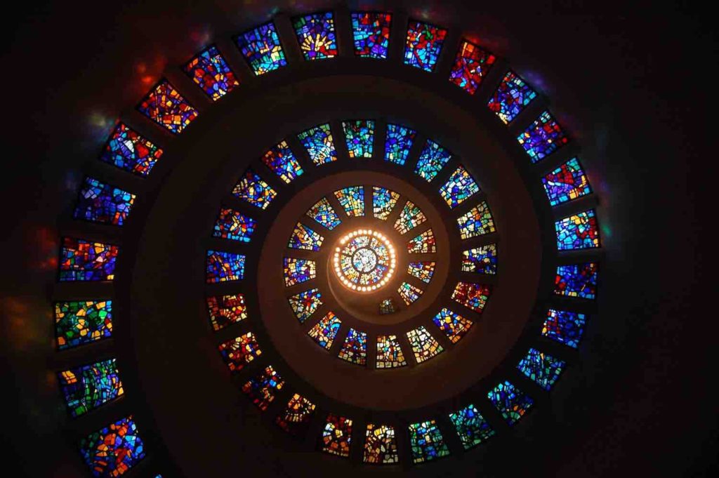 Travel transforms inspiration-stained glass spiral
